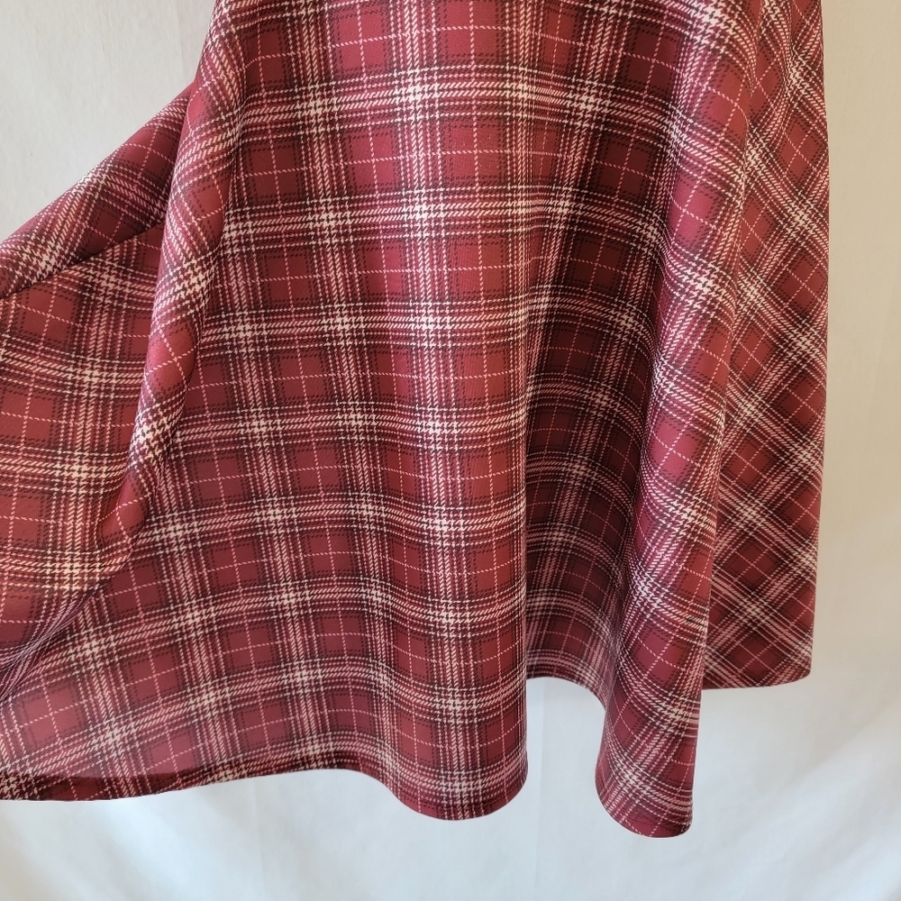 Knit Works Red Tartan Plaid Mini Dress Girls XL/S-M Academia Y2K Preppy Anime - Picture 5 of 10